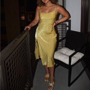 Elegant Yellow Satin Dress